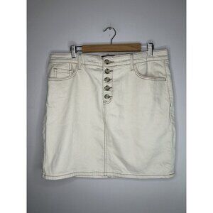 Torrid Mini Denim Button Fly Skirt Natural Cream 19.5"L Size 12